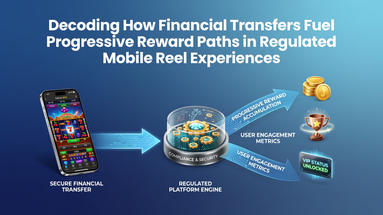 Illustration von sicheren Finanztransfers in mobilen Casino-Apps mit Walzen und Belohnungsstufen